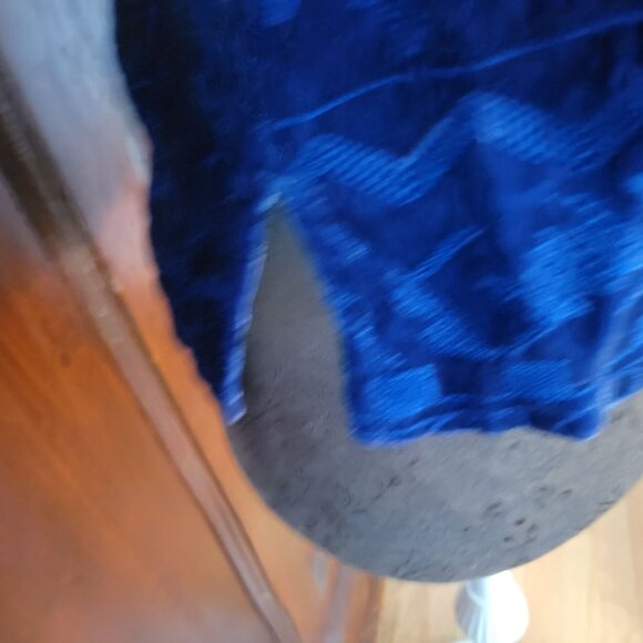 Vintage Chicos Blue Velvet Button-Up Jacket With Geometric Patterns Small - Picture 4 of 6